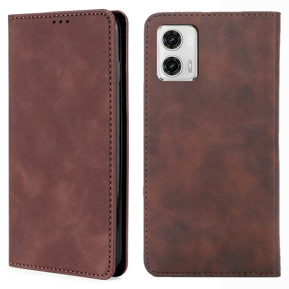 For Motorola Moto G73 5G PU Leather Flip Case with Card Holders Stand Skin-touch Magnetic Phone Cover