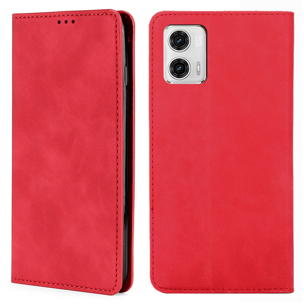 For Motorola Moto G73 5G PU Leather Flip Case with Card Holders Stand Skin-touch Magnetic Phone Cover