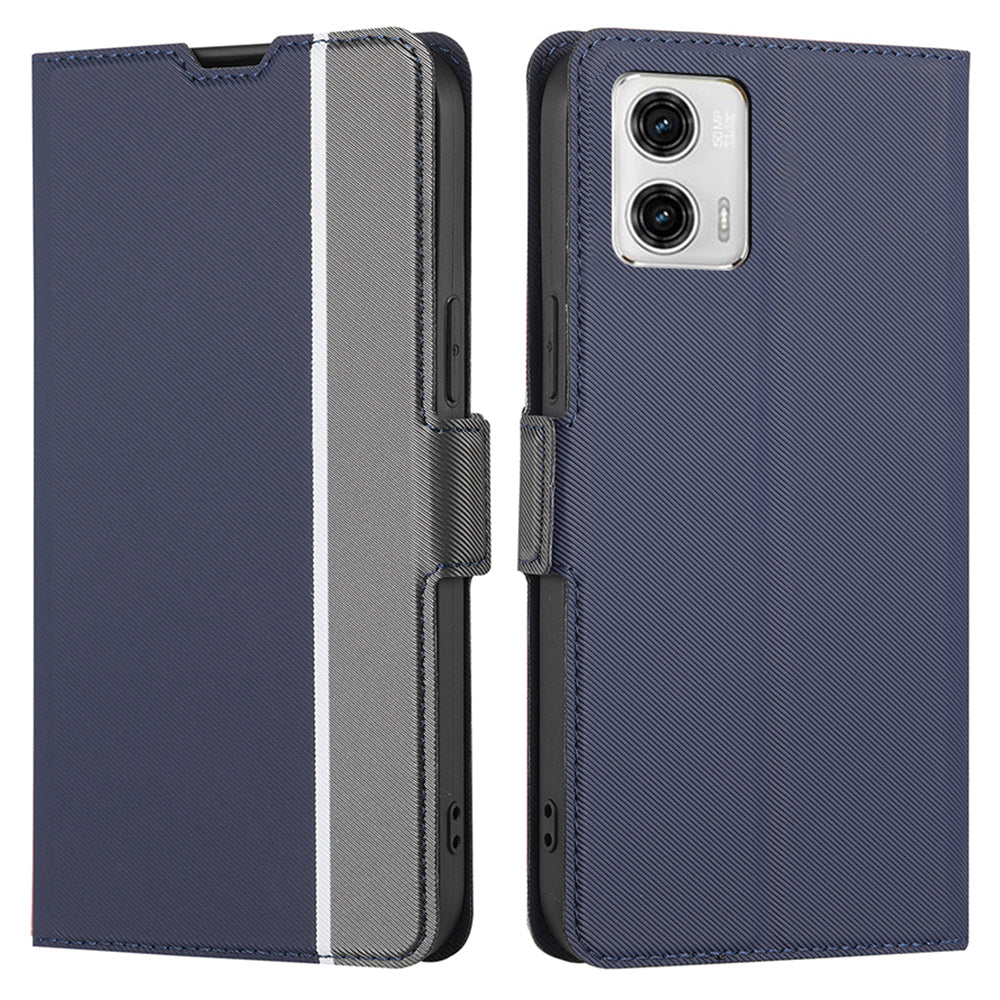 For Motorola Moto G73 5G PU Leather Flip Cover Twill Texture Card Slots Stand Phone Case