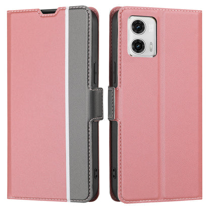 For Motorola Moto G73 5G PU Leather Flip Cover Twill Texture Card Slots Stand Phone Case