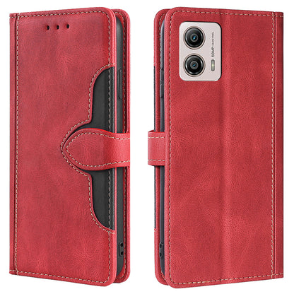 For Motorola Moto G53 5G / G13 4G / G23 4G Straw Hat Phone Cover Skin-touch PU Leather Stand Wallet Case