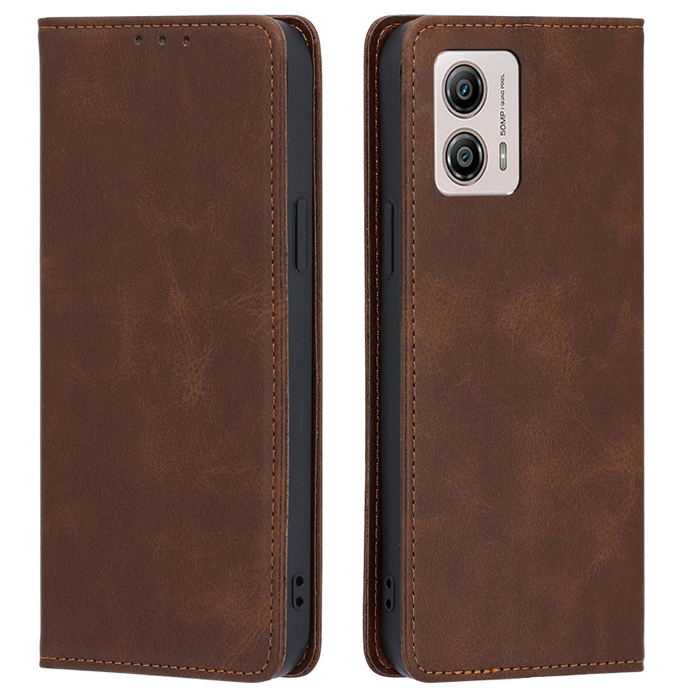 For Motorola Moto G53 5G / G13 4G / G23 4G Leather Wallet Stand Phone Case Calf Texture Magnetic Closing Anti-drop Cover