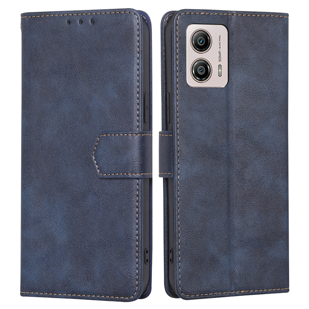 For Motorola Moto G53 5G / G13 4G / G23 4G RFID Blocking Cowhide Texture Phone Case PU Leather Wallet Stand Cover