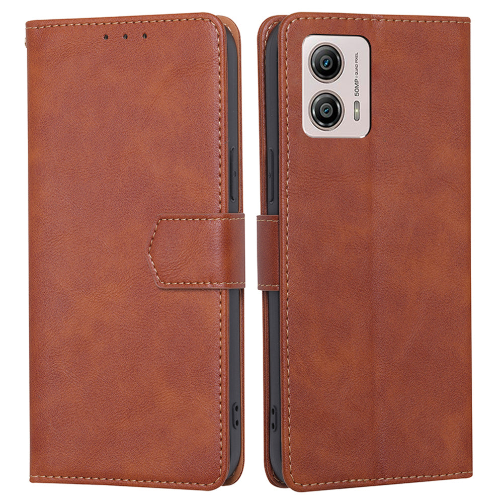 For Motorola Moto G53 5G / G13 4G / G23 4G RFID Blocking Cowhide Texture Phone Case PU Leather Wallet Stand Cover