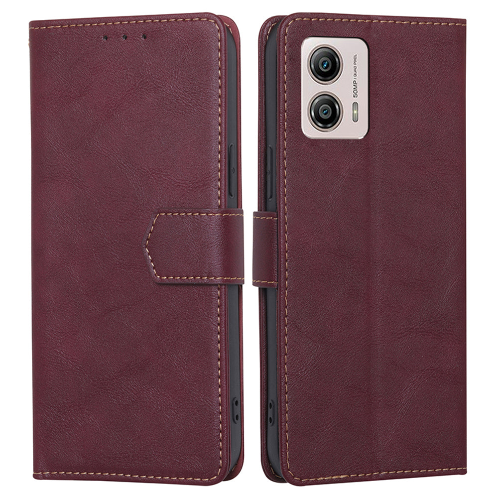 For Motorola Moto G53 5G / G13 4G / G23 4G RFID Blocking Cowhide Texture Phone Case PU Leather Wallet Stand Cover