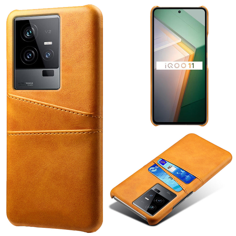 For vivo iQOO 11 5G Dual Card Slots Phone Case Leather Coated PC Phone Cover