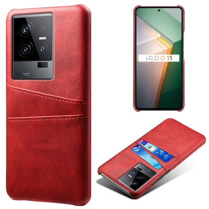 For vivo iQOO 11 5G Dual Card Slots Phone Case Leather Coated PC Phone Cover