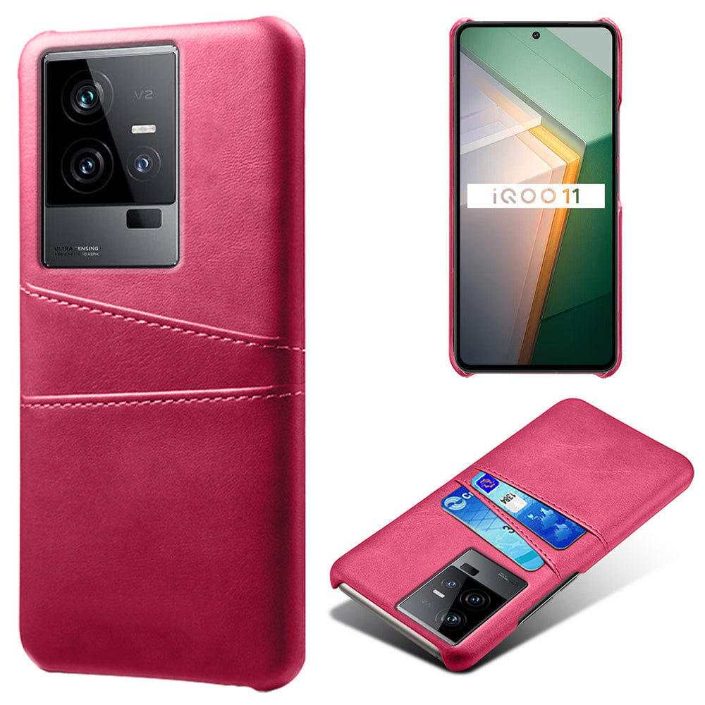 For vivo iQOO 11 5G Dual Card Slots Phone Case Leather Coated PC Phone Cover