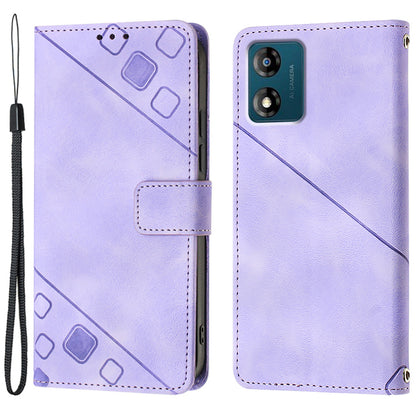 PT005 YB Imprinting Series-6 for Motorola Moto E13 4G Anti-drop Phone Case Flip Leather Wallet Cover Stand