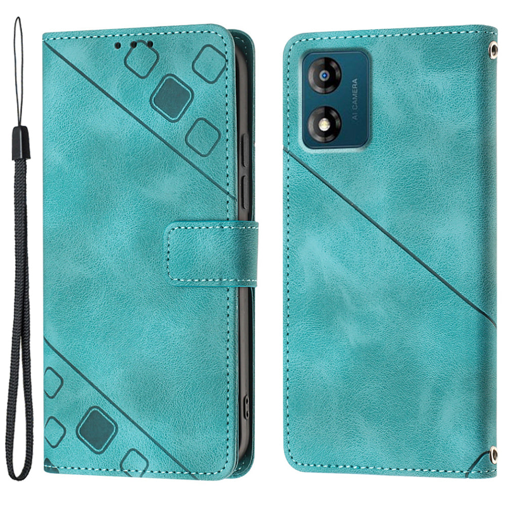 PT005 YB Imprinting Series-6 for Motorola Moto E13 4G Anti-drop Phone Case Flip Leather Wallet Cover Stand