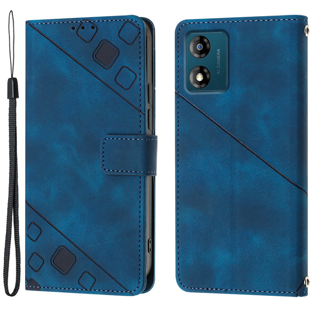 PT005 YB Imprinting Series-6 for Motorola Moto E13 4G Anti-drop Phone Case Flip Leather Wallet Cover Stand