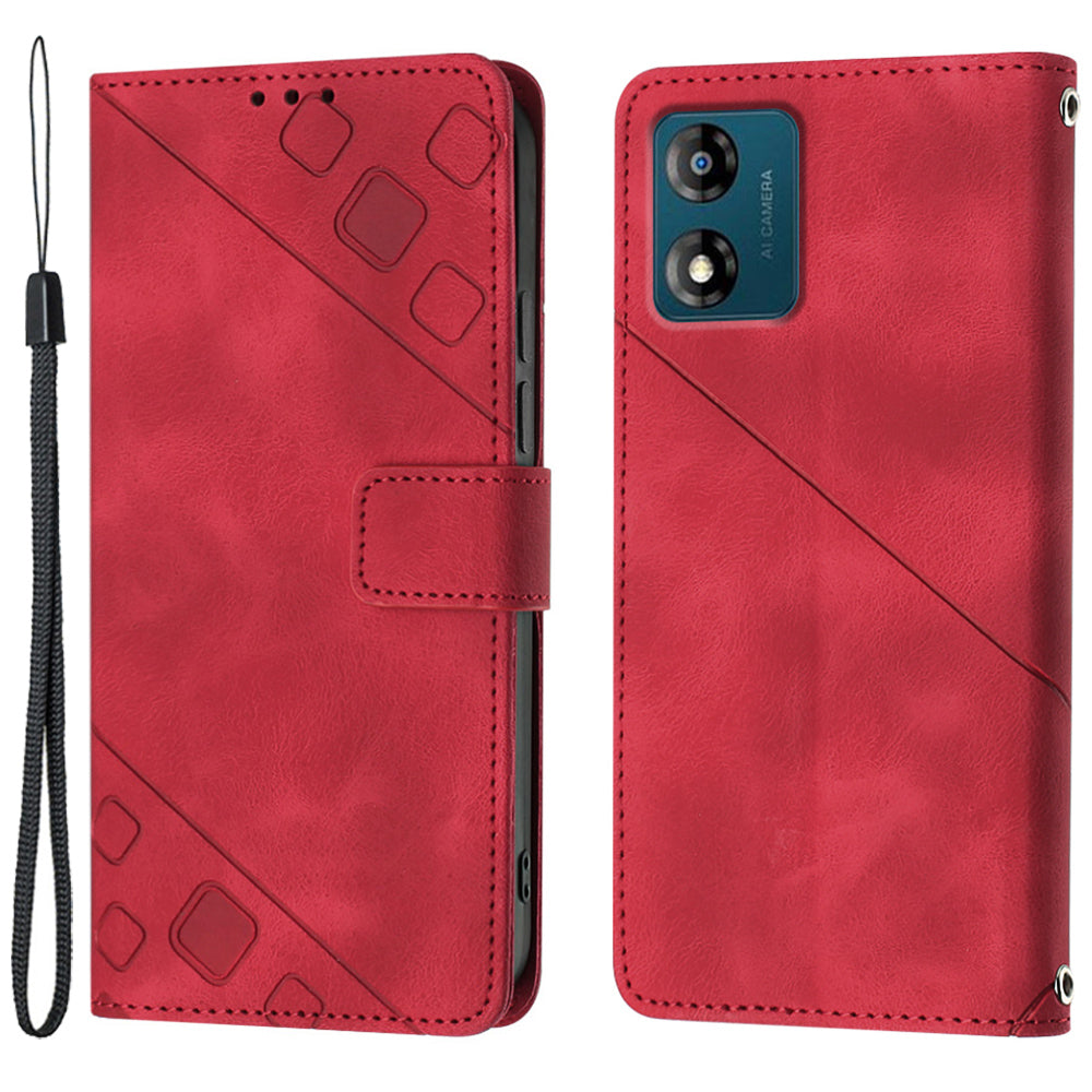 PT005 YB Imprinting Series-6 for Motorola Moto E13 4G Anti-drop Phone Case Flip Leather Wallet Cover Stand