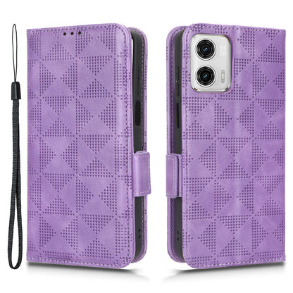 Anti-drop Phone Cover For Motorola Moto G53 5G / G23 4G / G13 4G , Imprinted Triangle Pattern Phone Case Wallet Stand