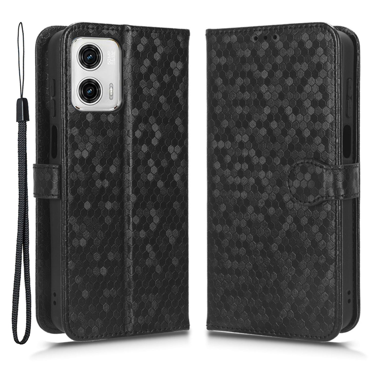 For Motorola Moto G73 5G PU Leather Protective Phone Cover Stand Wallet Dot Pattern Imprinted Phone Case