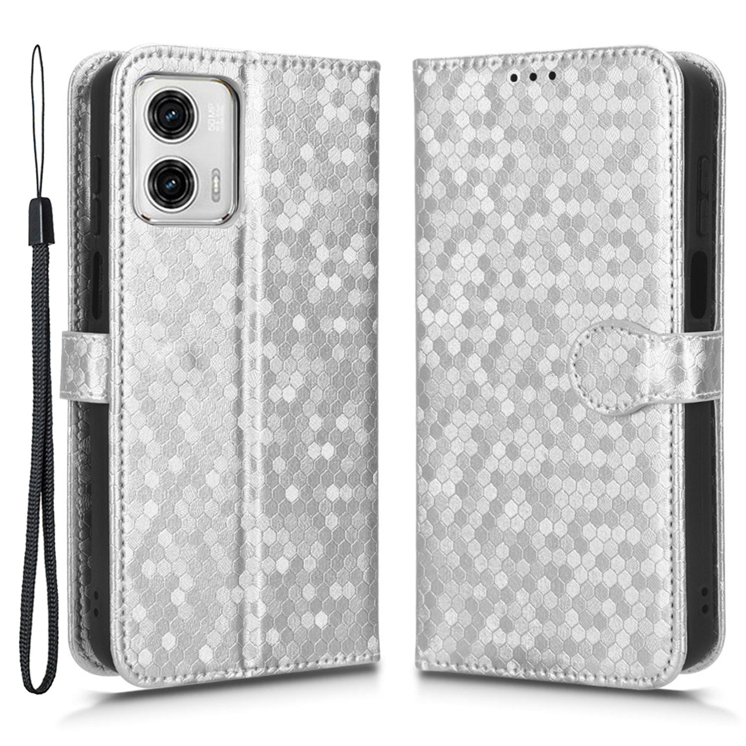 For Motorola Moto G73 5G PU Leather Protective Phone Cover Stand Wallet Dot Pattern Imprinted Phone Case