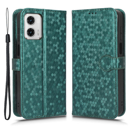 For Motorola Moto G73 5G PU Leather Protective Phone Cover Stand Wallet Dot Pattern Imprinted Phone Case