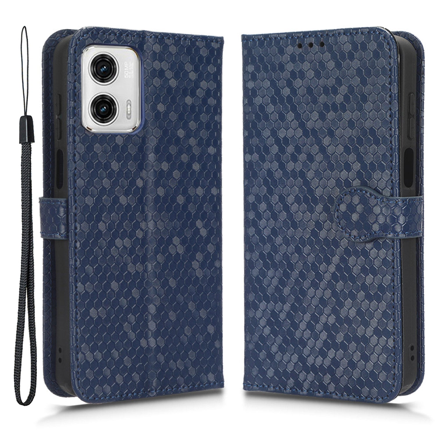 For Motorola Moto G73 5G PU Leather Protective Phone Cover Stand Wallet Dot Pattern Imprinted Phone Case