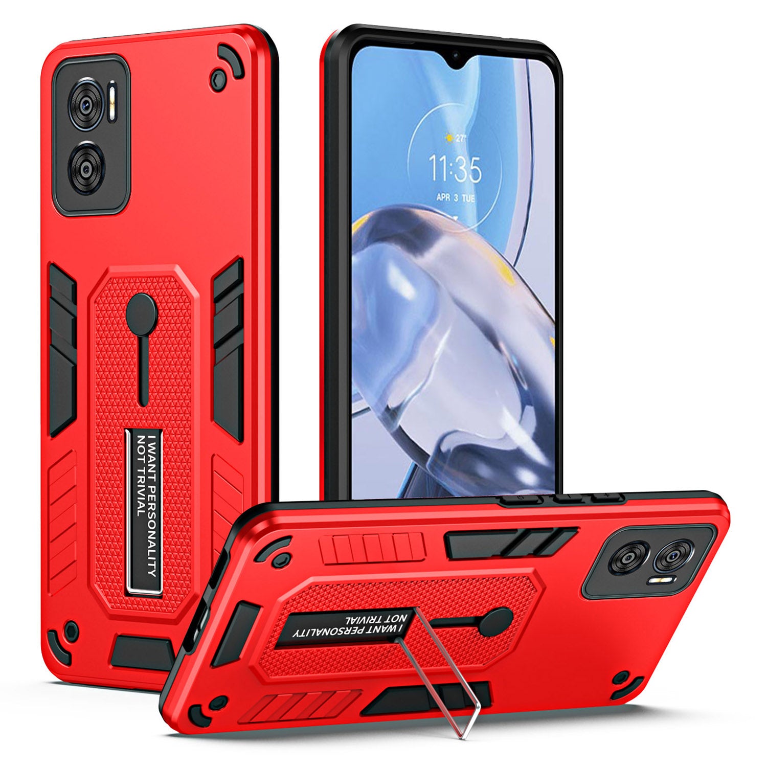 For Motorola Moto E22i 4G / E22 4G Kickstand Phone Case PC+TPU Anti-drop Phone Cover