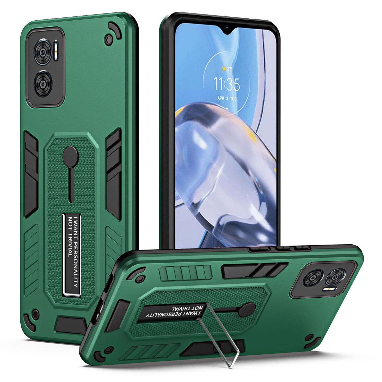 For Motorola Moto E22i 4G / E22 4G Kickstand Phone Case PC+TPU Anti-drop Phone Cover