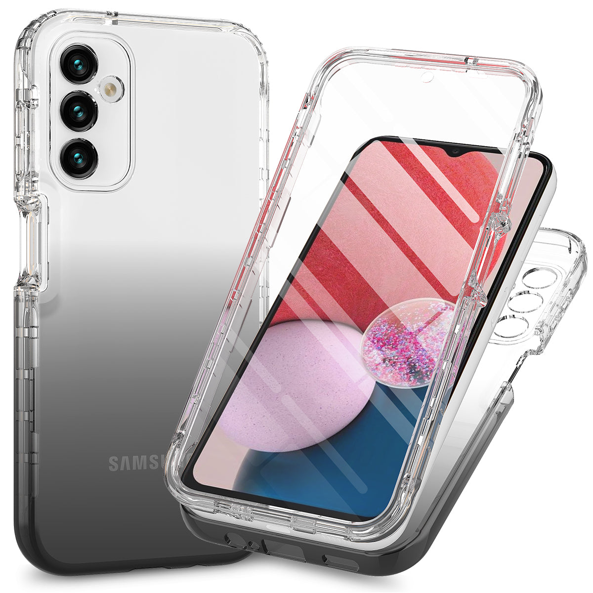 For Samsung Galaxy A14 5G Gradient Phone Case PC + TPU Shockproof Cover with PET Screen Protector