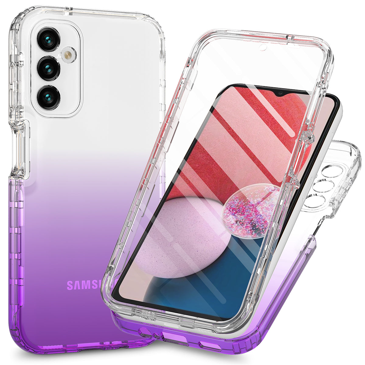 For Samsung Galaxy A14 5G Gradient Phone Case PC + TPU Shockproof Cover with PET Screen Protector