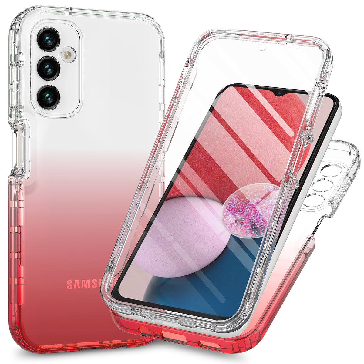 For Samsung Galaxy A14 5G Gradient Phone Case PC + TPU Shockproof Cover with PET Screen Protector