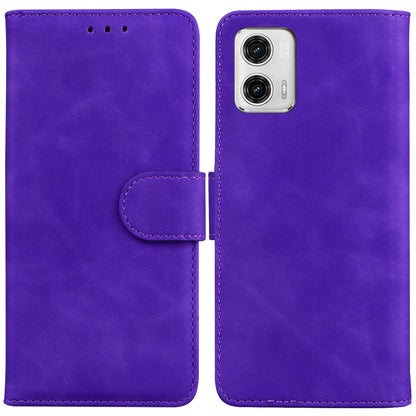 For Motorola Moto G73 5G Solid Color Phone Case Leather Wallet Stand Smartphone Cover