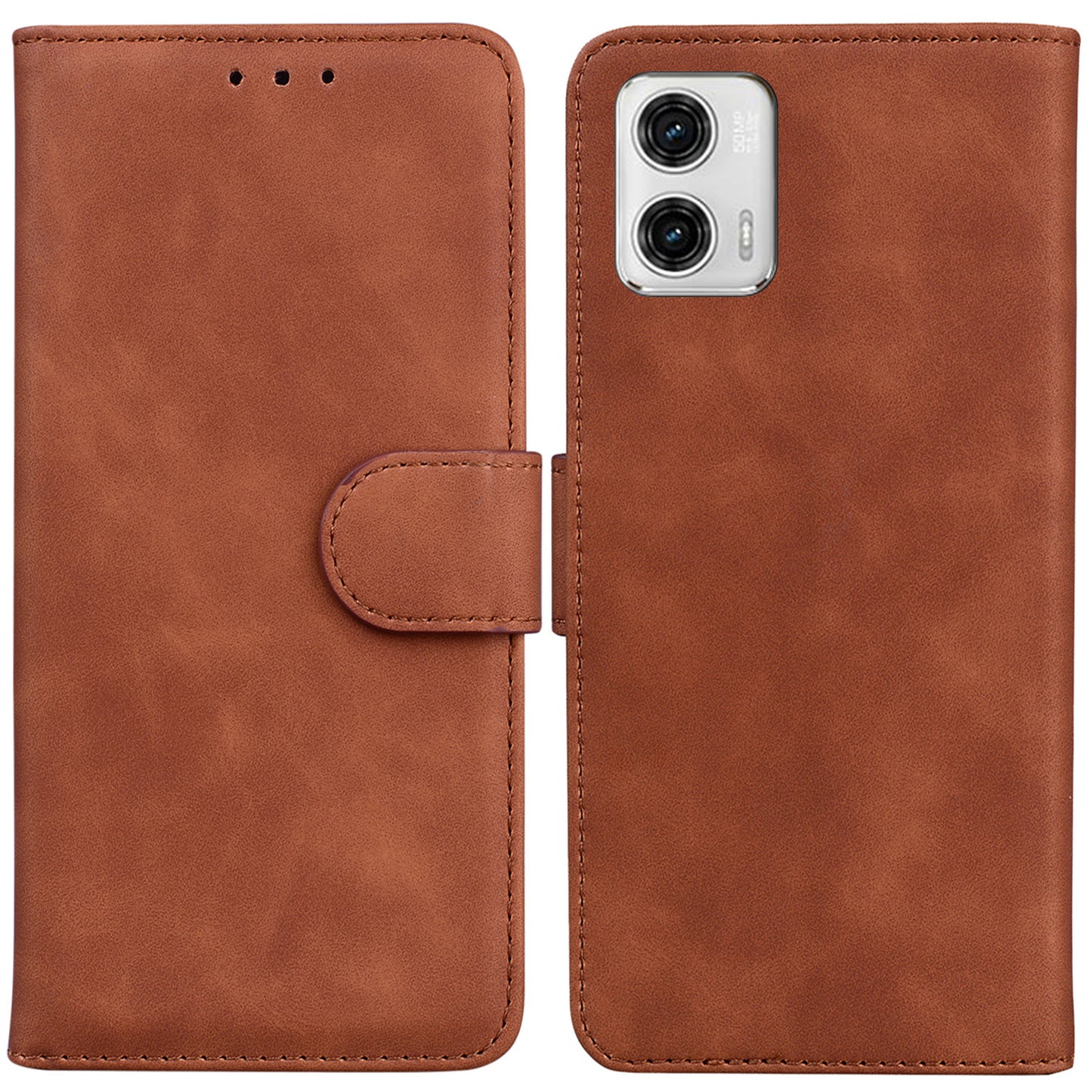 For Motorola Moto G73 5G Solid Color Phone Case Leather Wallet Stand Smartphone Cover