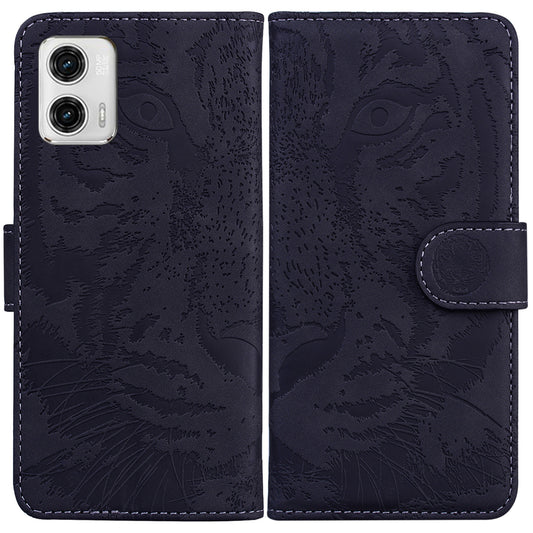 For Motorola Moto G73 5G PU Leather Phone Cover Tiger Imprinted Phone Case with Stand Wallet