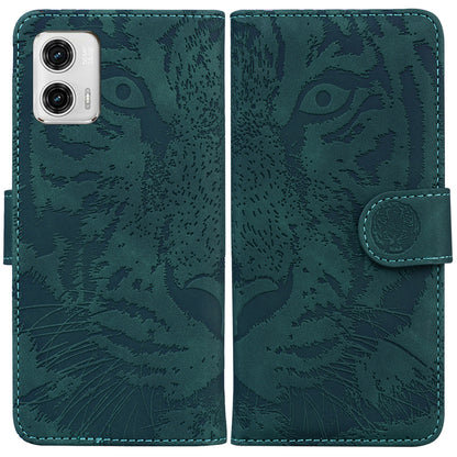 For Motorola Moto G73 5G PU Leather Phone Cover Tiger Imprinted Phone Case with Stand Wallet