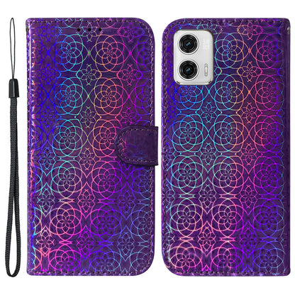 For Motorola Moto G73 5G Phone Stand Case PU Leather Dazzling Flower Pattern Wallet Protective Phone Cover