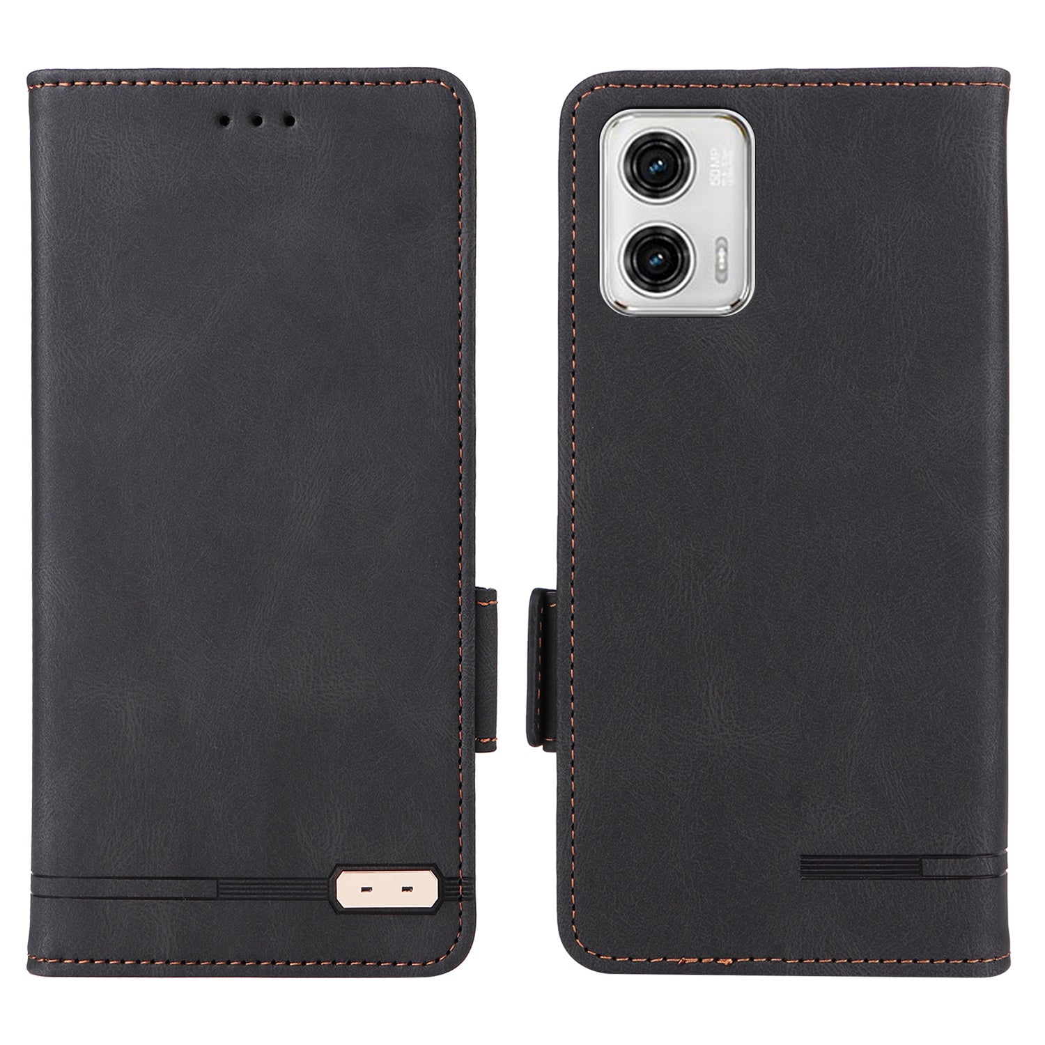 For Motorola Moto G73 5G Leather Phone Cover Hardware Decor Phone Case with Stand Wallet