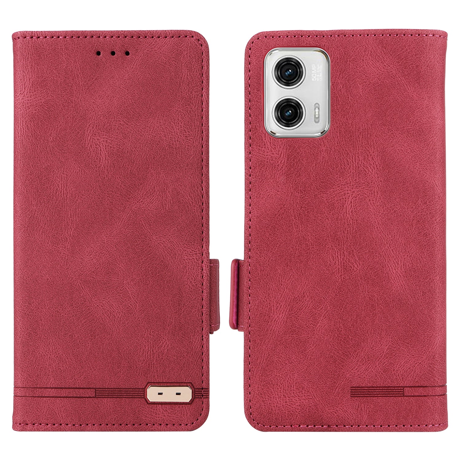 For Motorola Moto G73 5G Leather Phone Cover Hardware Decor Phone Case with Stand Wallet