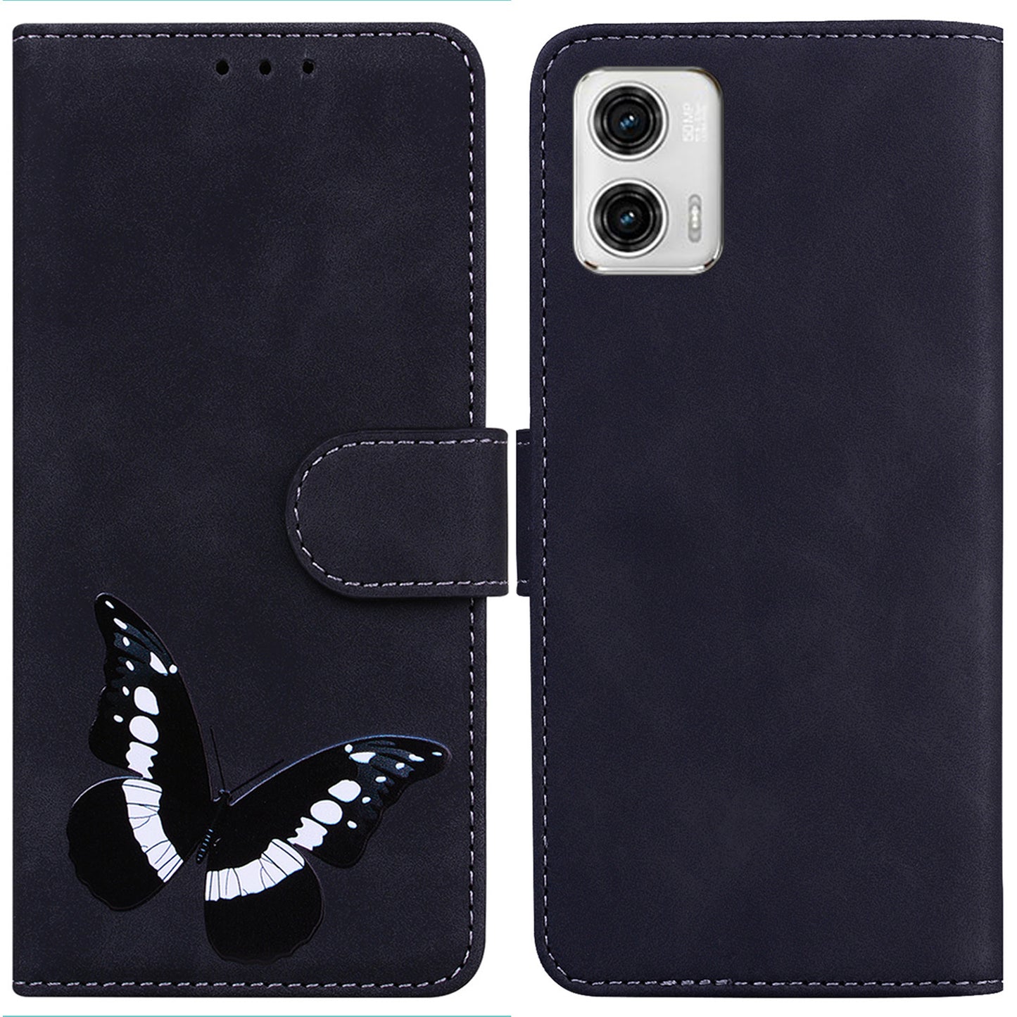 Phone Leather Case for Motorola Moto G73 5G Wallet Butterfly Printing Phone Stand Cover