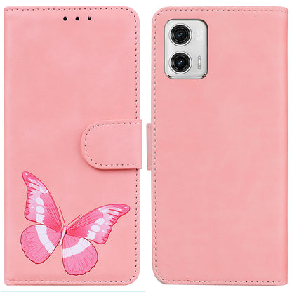 Phone Leather Case for Motorola Moto G73 5G Wallet Butterfly Printing Phone Stand Cover