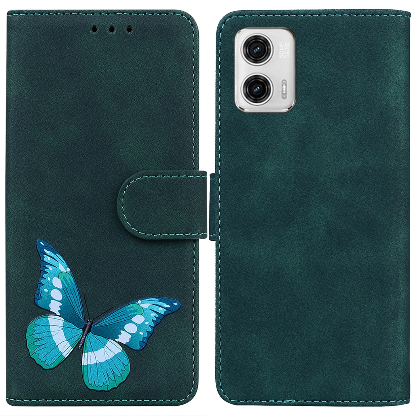 Phone Leather Case for Motorola Moto G73 5G Wallet Butterfly Printing Phone Stand Cover