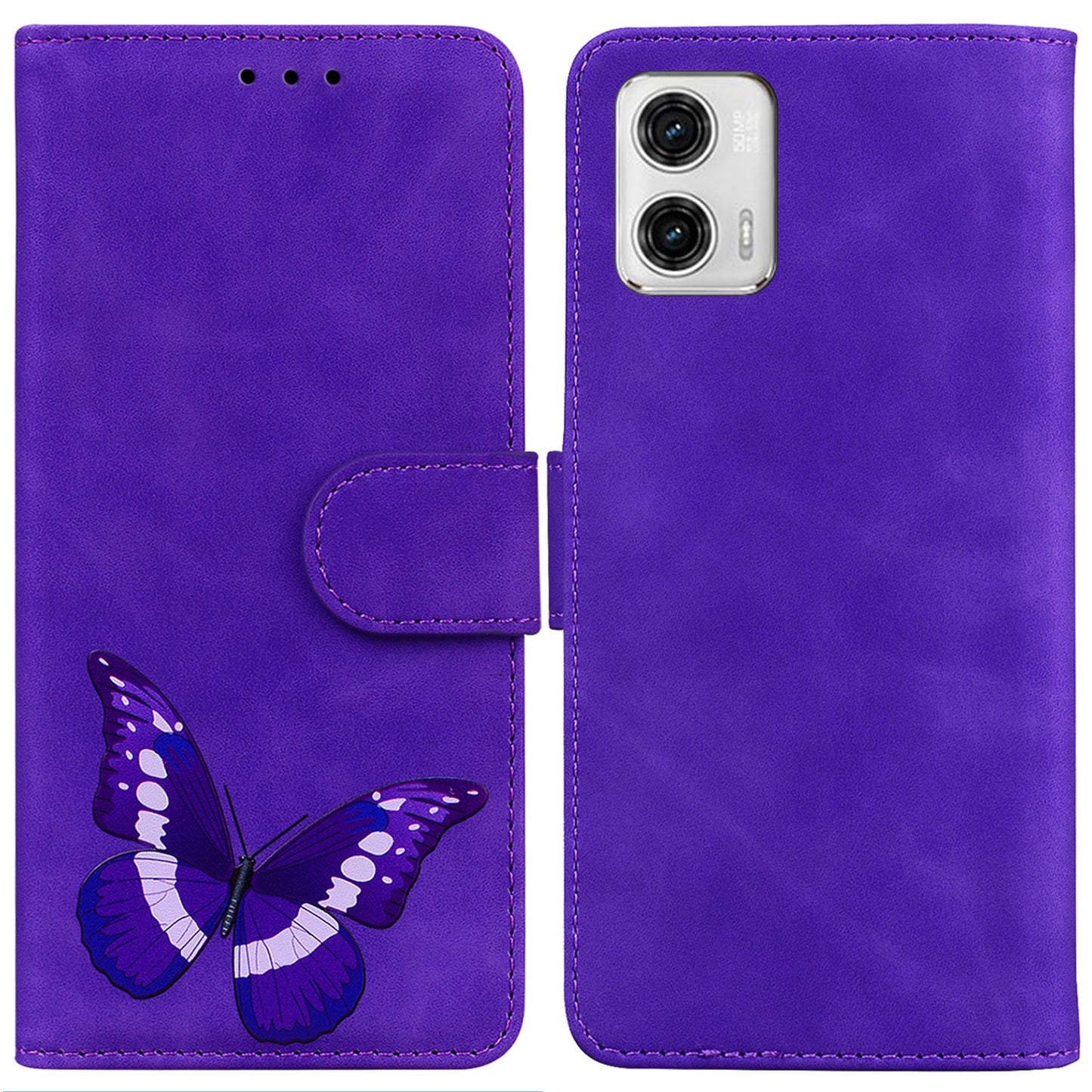 Phone Leather Case for Motorola Moto G73 5G Wallet Butterfly Printing Phone Stand Cover