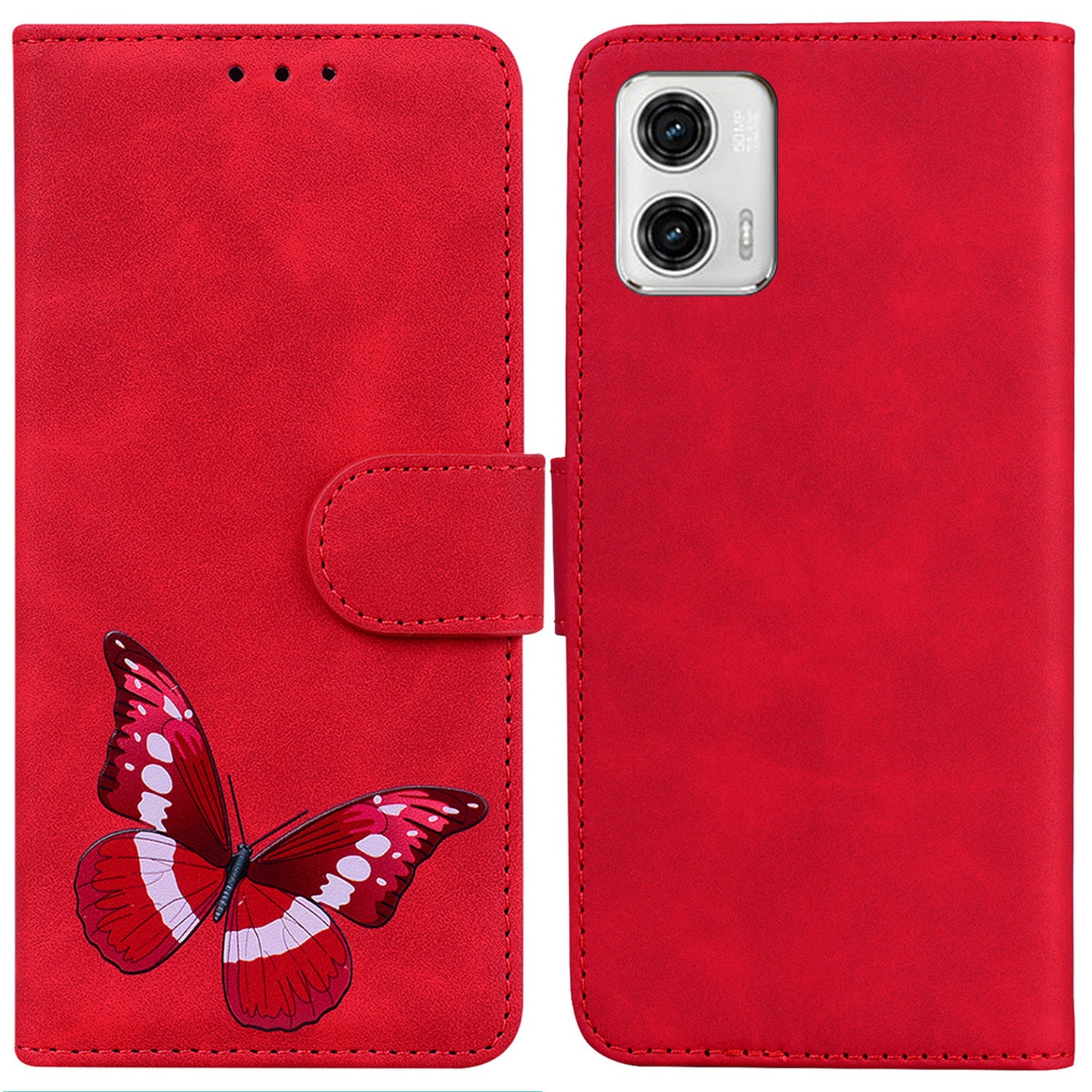 Phone Leather Case for Motorola Moto G73 5G Wallet Butterfly Printing Phone Stand Cover