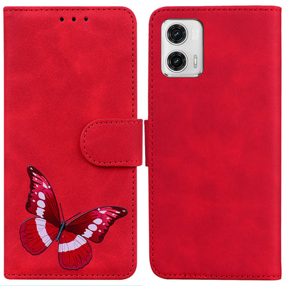 Phone Leather Case for Motorola Moto G73 5G Wallet Butterfly Printing Phone Stand Cover