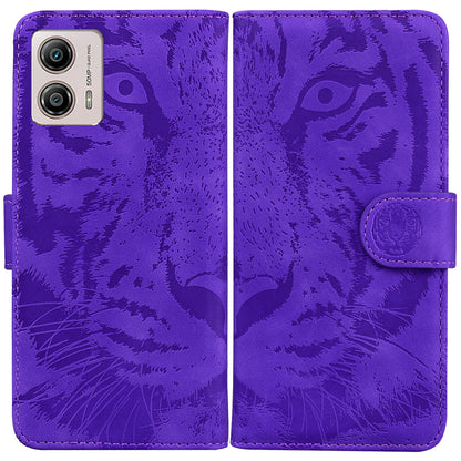 For Motorola Moto G13 4G / G23 4G / G53 5G Flip Wallet Case, Tiger Pattern Imprinted PU Leather Stand Phone Cover