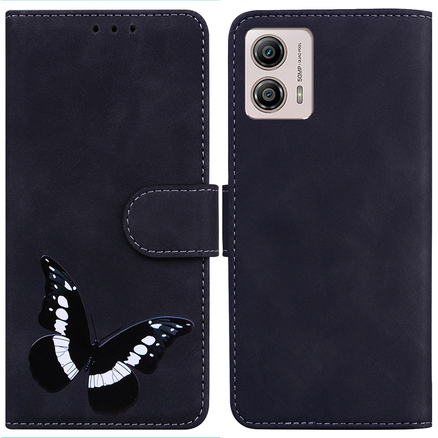 For Motorola Moto G13 4G / G23 4G / G53 5G Leather Wallet Case Butterfly Printing Phone Stand Cover