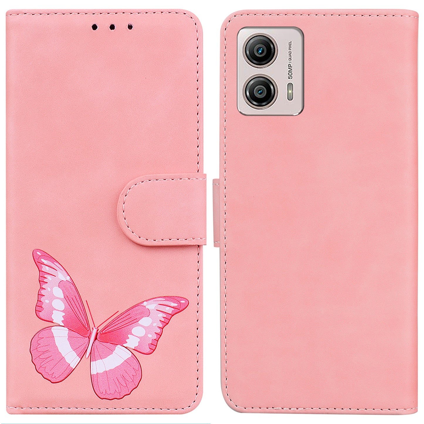 For Motorola Moto G13 4G / G23 4G / G53 5G Leather Wallet Case Butterfly Printing Phone Stand Cover