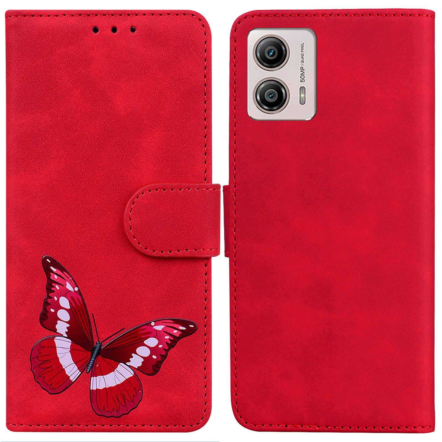 For Motorola Moto G13 4G / G23 4G / G53 5G Leather Wallet Case Butterfly Printing Phone Stand Cover