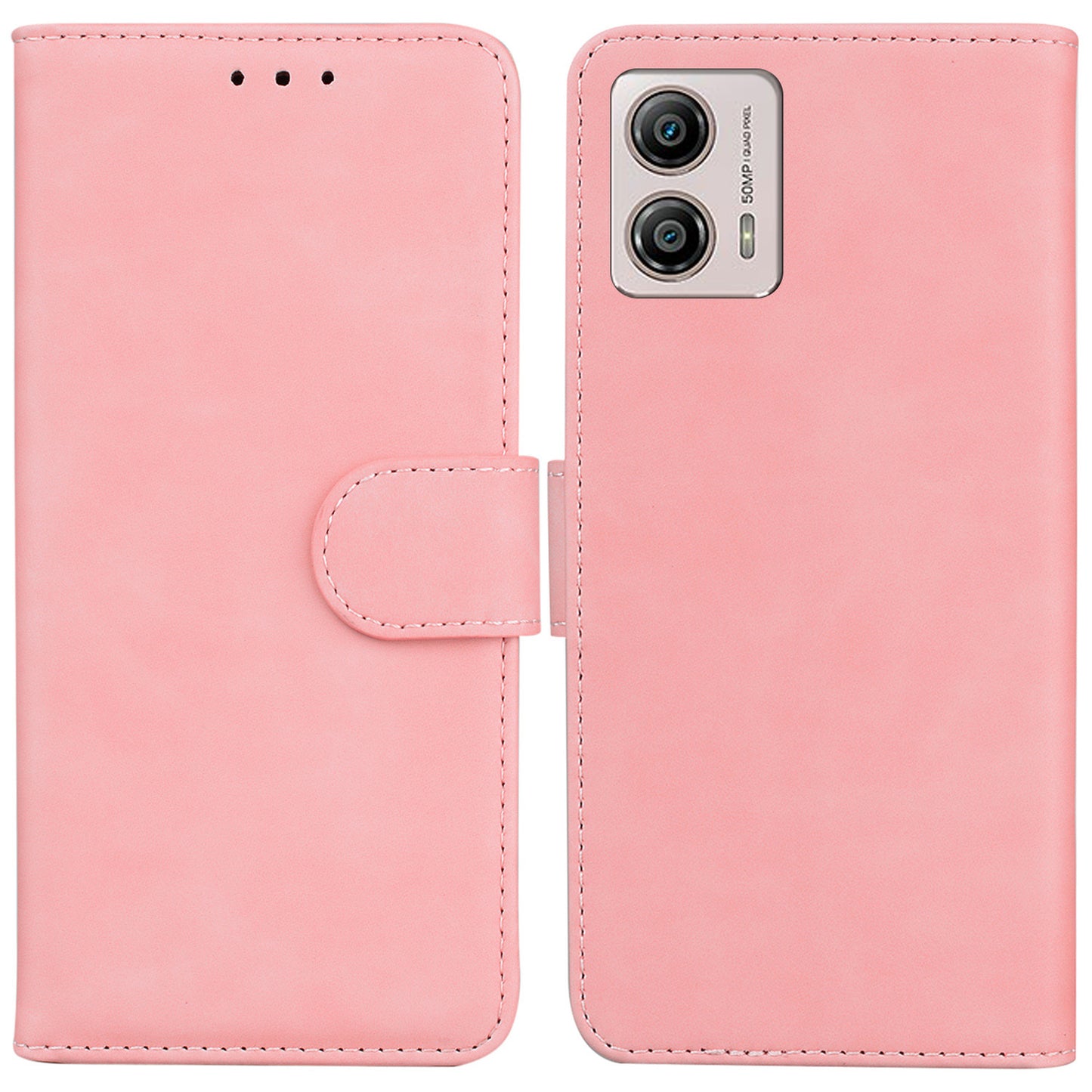 For Motorola Moto G13 4G / G23 4G / G53 5G Solid Color Stand Wallet Cover PU Leather Phone Case