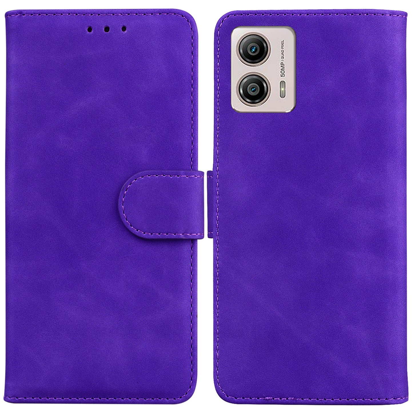 For Motorola Moto G13 4G / G23 4G / G53 5G Solid Color Stand Wallet Cover PU Leather Phone Case