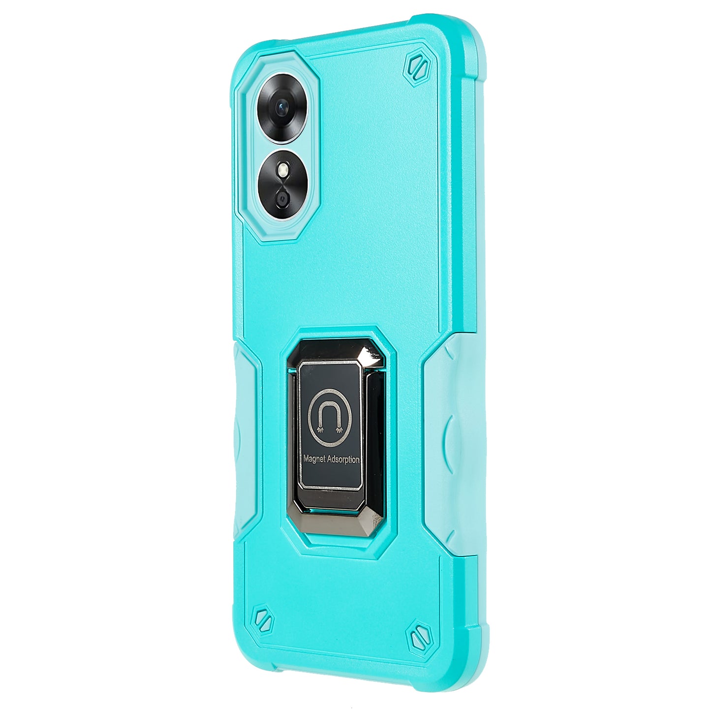 For Oppo A17 4G Anti-drop Phone Case PC + TPU Protective Cover with Ring Kickstand