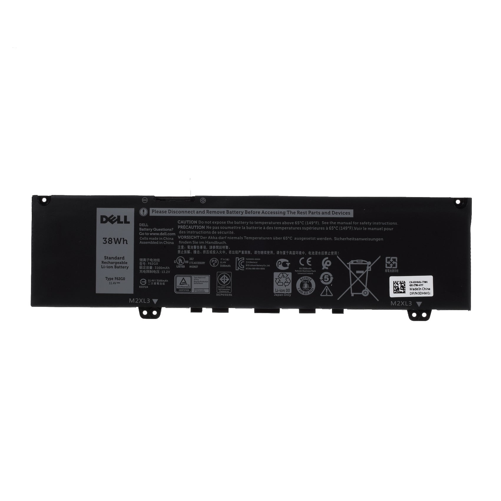 11.4V 38Wh 3166mAh OEM Battery Replace Part for Dell Inspiron 13 5370 7370 7373