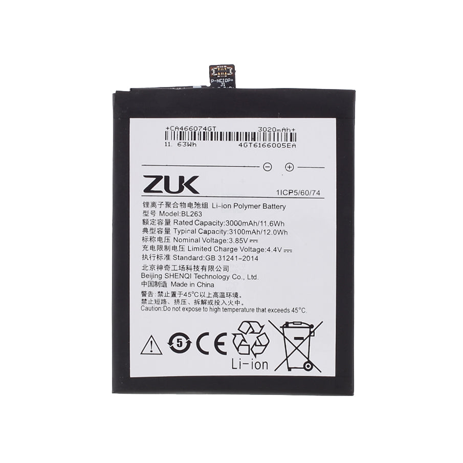 3.85V 3000mAh Battery Replacement (Encode: BL263) for Lenovo ZUK Z2 Pro