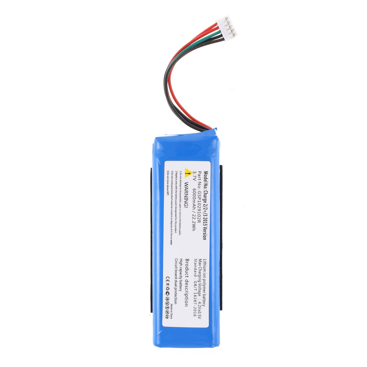 3.70V 6000mAh Battery Replacement (Encode: GSP1029102R) for JBL Charge 2/2+/3 2015