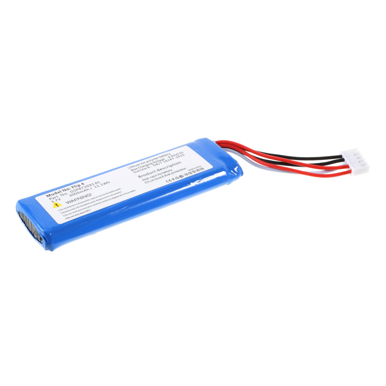 3.70V 3000mAh Battery Replacement (Encode: GSP87269301) for JBL Flip 4 (without Logo)